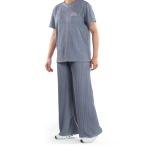 طقم ملابس منزلية بنقشة مضلعة تطريز على الصدر وقصة مريحة راحة وأناقة في كل لحظة