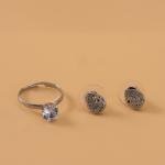 طقم مجوهرات كريستال بشكل دمعة مع لمسات زركون أنيقة