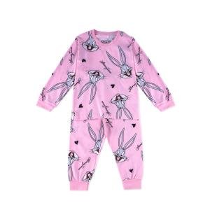 بيجاما لوني تونز باغز باني باللون الوردي مجموعة نوم ناعمة ومريحة للأطفال والمعجبين