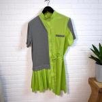 فستان نسائي بتصميم بلوك لوني مع خصر برباط ملابس حفلات كاجوال