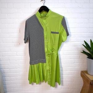 فستان نسائي بتصميم بلوك لوني مع خصر برباط ملابس حفلات كاجوال