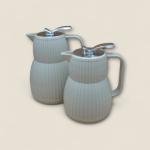 طقم من 2 ترمس حراري بسطح مموج وغطاء علوي فضي بالضغط