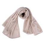 شيلة من القطن والشيفون مع حواف بخياطة دقيقة - بيج داكن