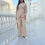 Women's Wrap Top and Wide-Leg Pants Set