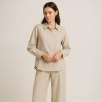 طقم بدلة كتان نسائية أنيقة ومريحة لفصل الصيف