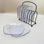 طقم أطباق زجاجية ملمس مع حامل