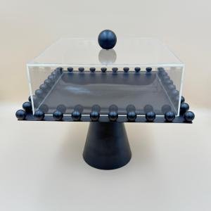 طبق الكيك الحديدي الأسود ذو القاعدة المربعة