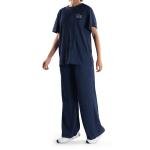 طقم ملابس منزلية بنقشة مضلعة تطريز على الصدر وقصة مريحة راحة وأناقة في كل لحظة