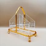 Acrylic Golden Spoon Holder with Metal Handle