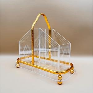 حامل ملاعق أكريليك بمقبض ذهبي