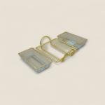 طقم تقديم مكون من 3 أطباق زجاجية مستطيلة مع حامل معدني ذهبي فاخر