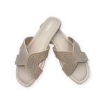 نعال مسطح مرصع بالأحجار الكريمة