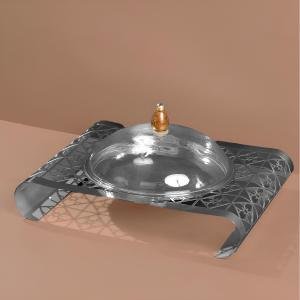 طبق حلويات بتصميم قطع ليزر مع غطاء زجاجي