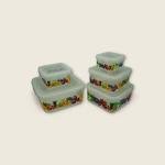 مجموعة علب التخزين الطعام بطباعة فواكه محكمة الإغلاق وقابلة للتكديس