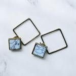 أقراط مربعة متدلية بتصميم رخامي