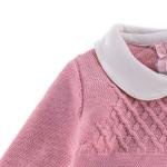 رومبر أطفال بكعب مدمج ونمط محبوك بتصميم ألماسي مع ياقة بيتر بان