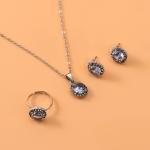 طقم قلادة وأقراط كريستالية فاخرة بتصميم دائري فاخر