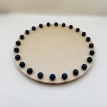 Round acrylic tray with wooden black bead rim