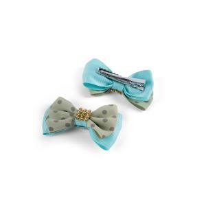 مشبك شعر للبنات على شكل فيونكة منقطة مع أحجار الريان لمسة أنيقة ومرحة