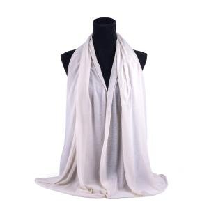 شيلة شيفون وقطن بحواف دقيقة الخياطة - بيج فاتح