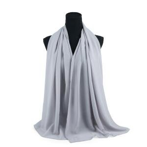 شال من القطن والبوليستر بحواف مخيطة بدقة – رمادي