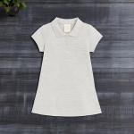 فستان بولو بناتي بقصة A كلاسيكية بقماش مضلع وأزرار وياقة