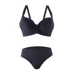 طقم حمالة صدر مبطنة ومخططة مع سلك سفلي وربطة أناقة وراحة يومية