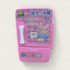 مجموعة عجينة اللعب في صندوق صغير وردي على شكل ثلاجة 18 لونا مع قوالب وأدوات ممتعة