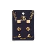 مجموعة أقراط بتصميم مربع يدوي