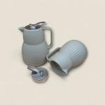 طقم من 2 ترمس حراري بسطح مموج وغطاء علوي فضي بالضغط