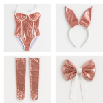 في آي بي طقم لانجيري زي الأرنب الفاخر بلمسة فرو وإكسسوارات إطلالة جريئة