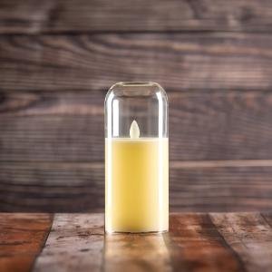 شمعة زجاجية LED بلهب متوهج وغطاء قبة