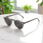 نظارة شمسية بإطار دائري رمادي سموكي