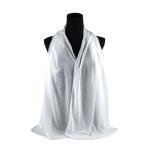 شيلة من القطن والشيفون بحواف خياطة دقيقة - أبيض نقي