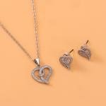 Artificial Heart Knot Rhinestone Neckless and Earrings Set