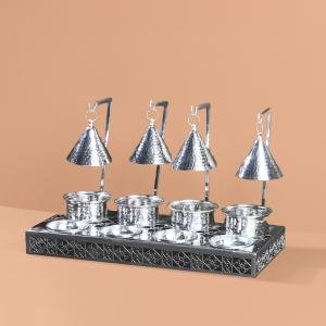 طقم تقديم الإفطار بتصميم ليزر – يشمل 4 أوعية للأطعمة الساخنة و4 أوعية للأطعمة الجافة