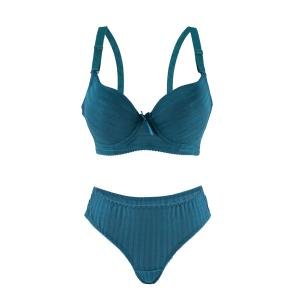 طقم حمالة صدر مبطنة ومخططة مع سلك سفلي وربطة أناقة وراحة يومية