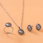 طقم قلادة وأقراط كريستالية فاخرة بتصميم دائري فاخر