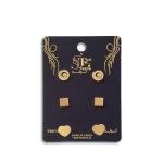 مجموعة أقراط مربعة ونجمة وزهرة يدوية