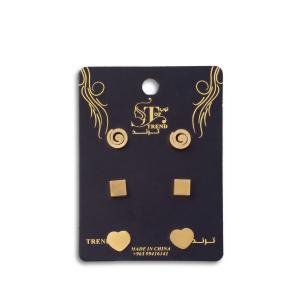 مجموعة أقراط مربعة ونجمة وزهرة يدوية