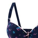 حمالة صدر مزينة بطبعة الأزهار – تصميم مشدود مع حشوة وتفصيل دانتيل بيج وحزام قابل للتعديل