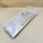 طبق حلوى مستطيل من الأكريليك الفضي