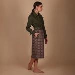 فستان مانتوس ميدي متوسط ​​الطول للسيدات مع تنورة مطوية مطبوعة