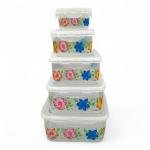 مجموعة حاويات تخزين الطعام البلاستيكية المطبوعة بالزهور