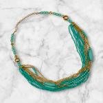 عقد متعدد الخيوط من الخرز التركواز والذهبي