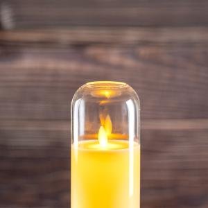 شمعة LED بدون لهب مع غطاء زجاجي