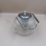 Elegant Textured Glass Teapot with Stainless Steel Lid & Infuser