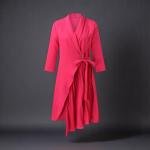 فستان لف أنيق للنساء مع كسرات وياقة شال