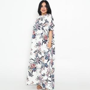 فستان قفطان بنسيم الأزهار – طباعة نباتية متعددة الألوان