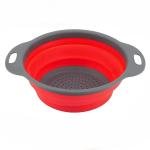 مصفاة قابلة للطي بمقابض – أحمر ورمادي